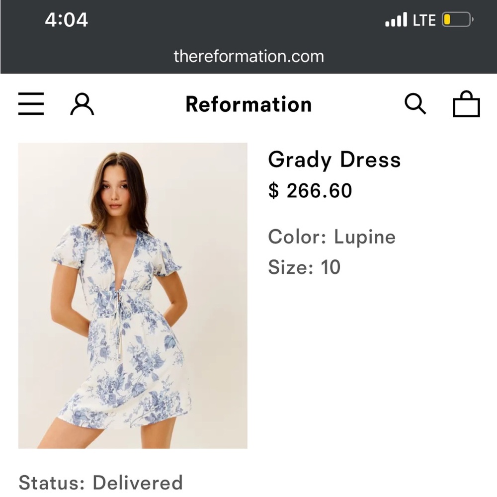 NWT Reformation Grady Dress Ivory - Size 10 (new with tags) - Picture 10 of 10